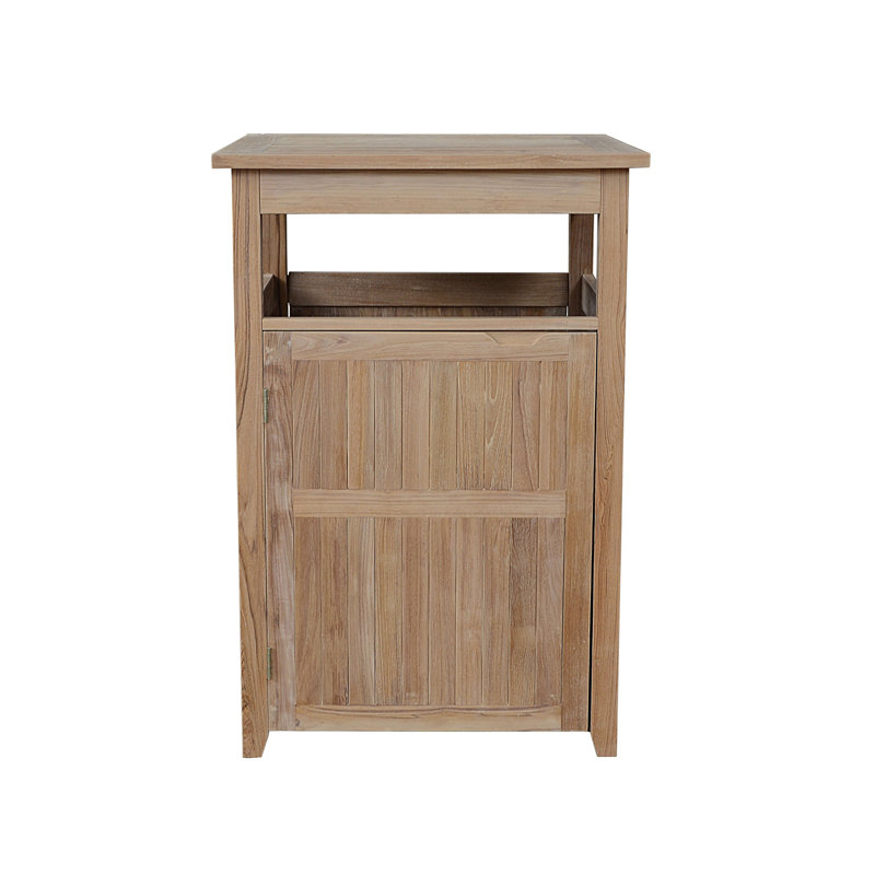 Anderson Gray Teak Large Outdoor Trash Bin