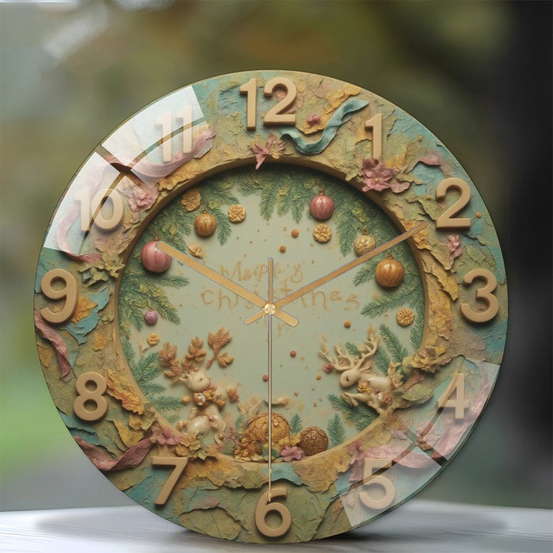 Horloge murale 12 po Happy Christmas