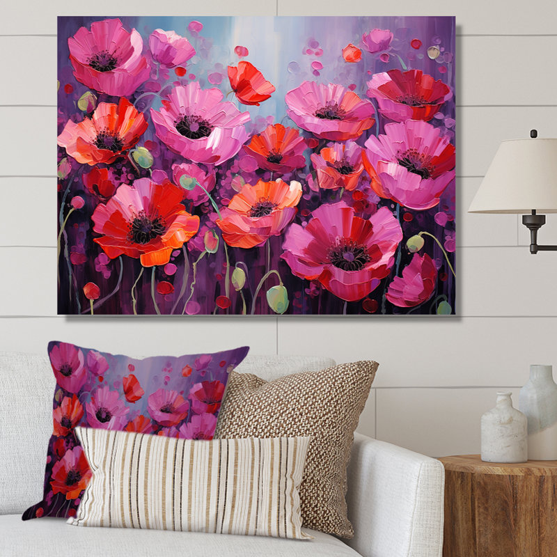 Magenta champs de coquelicots magiques, Toile tendue, H 30 po x l 40 po x P 1,5 po
