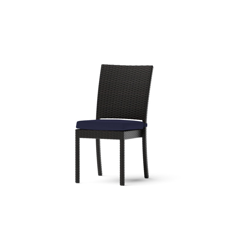 8 Piece Sunbrella Outdoor Patio Dining Chairs, Navy, Brown
