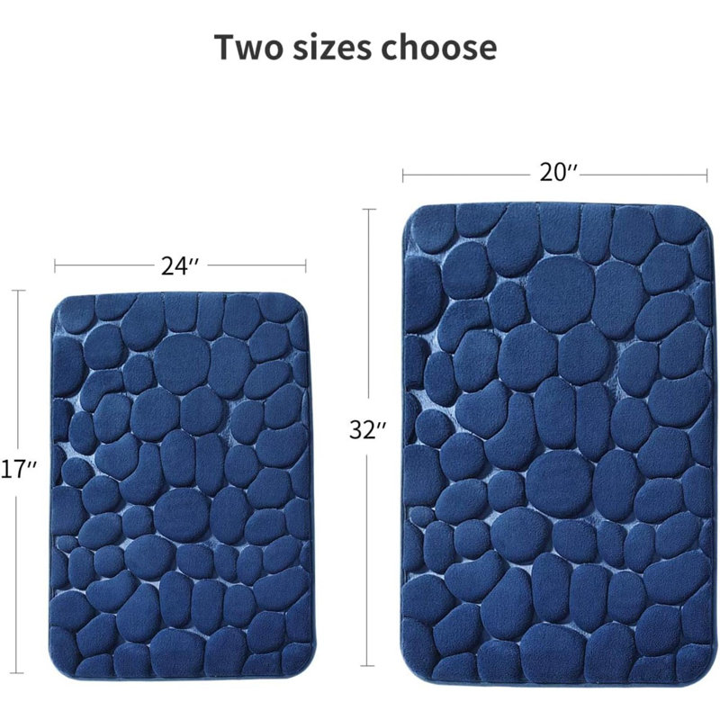 Karun Non-Slip Bath Rug, Dark Blue