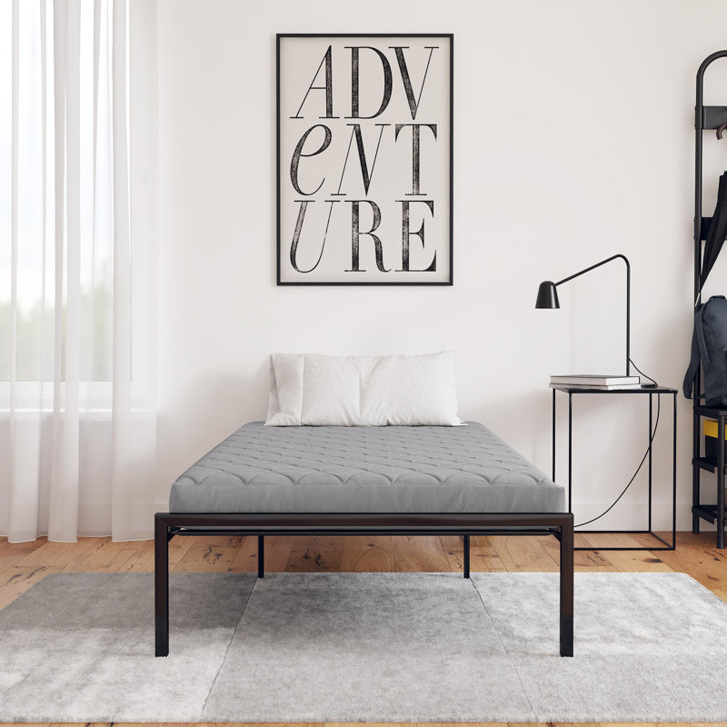 Fernandes 6" Polyester Filled Quilted Bed Mattress, Medium Gray Linen, Twin