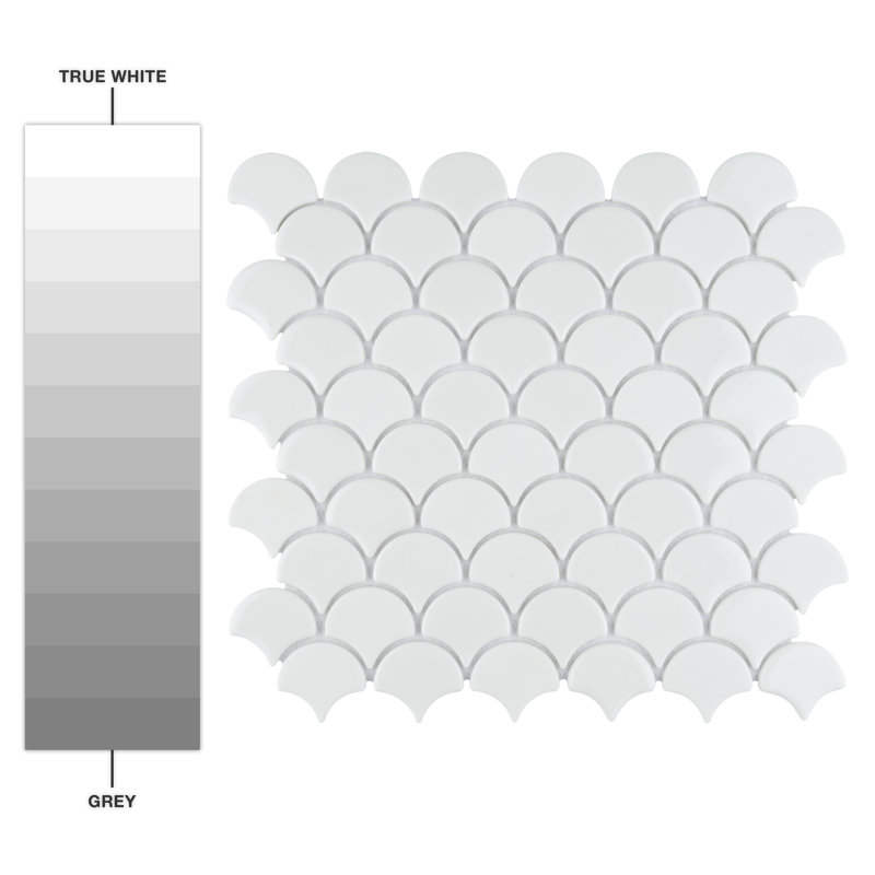 Expressions Scallop White 11-1/4" x 12" Glass Mosaic Tile