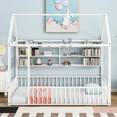Floor Standard Bed With Bookcase