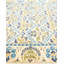 Tapis ivoire / bleu / jaune en laine noué à la main de conception unique 6 pi 2 po x 8 pi 10 po New Age