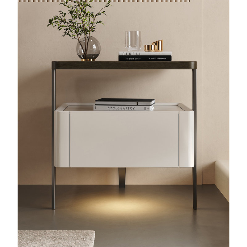 Petite table de chevet de style moderne avec tablette ouverte et tiroir pour chambre à coucher