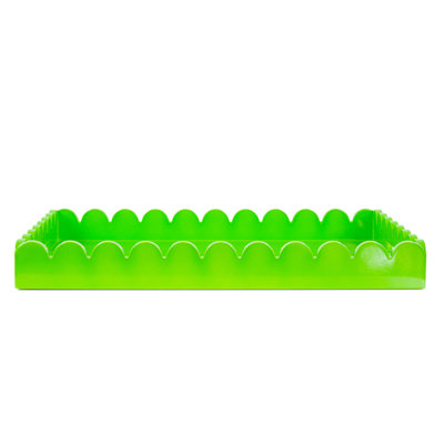 Hindley Hand-Crafted Rectangular Scalloped Wood Tray