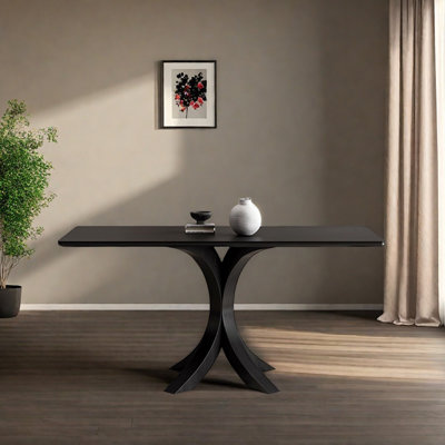Durable Pure Black Rock Slab Dining Table