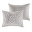 Ensemble d'édredon en chenille de coton capitonné 3 pièces, gris chaud / blanc, double / grand, rembourrage hypoallergénique-119313569-119313568