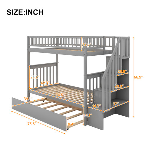 Isabelle & Max™ Polebridge Kids Twin Over Twin Bunk Bed with Trundle ...