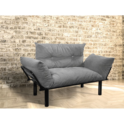 Causeuse, gris - Futon peu encombrant pour le salon et la chambre à coucher. Pieds hauts faciles à nettoyer. Disponible en différentes couleurs. À assembler avec le manuel inclus. Aucun outil supplémentaire requis