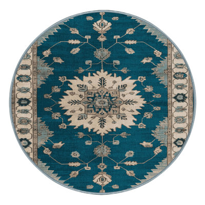 Machine Washable Overdyed Blue Area Rug