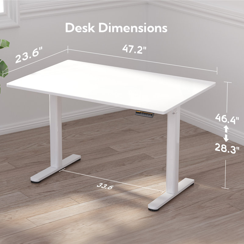 Bureau debout à hauteur ajustable Maysie, Blanc, 46.4" H x 47.2" W x 23.6" D