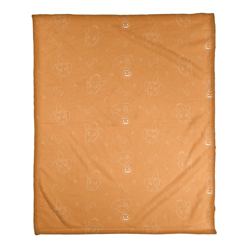 Sewn Throw Blanket, 50" W x 60" L, Orange/White