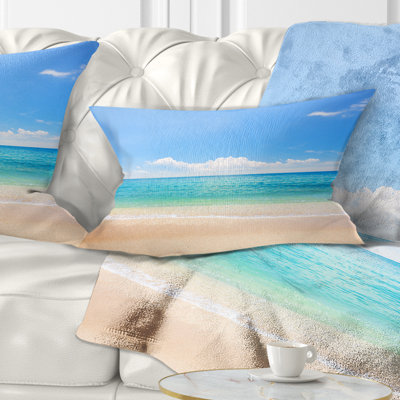 Cloudy Horizon Over Beach - Sea & Shore Printed Throw Pillow