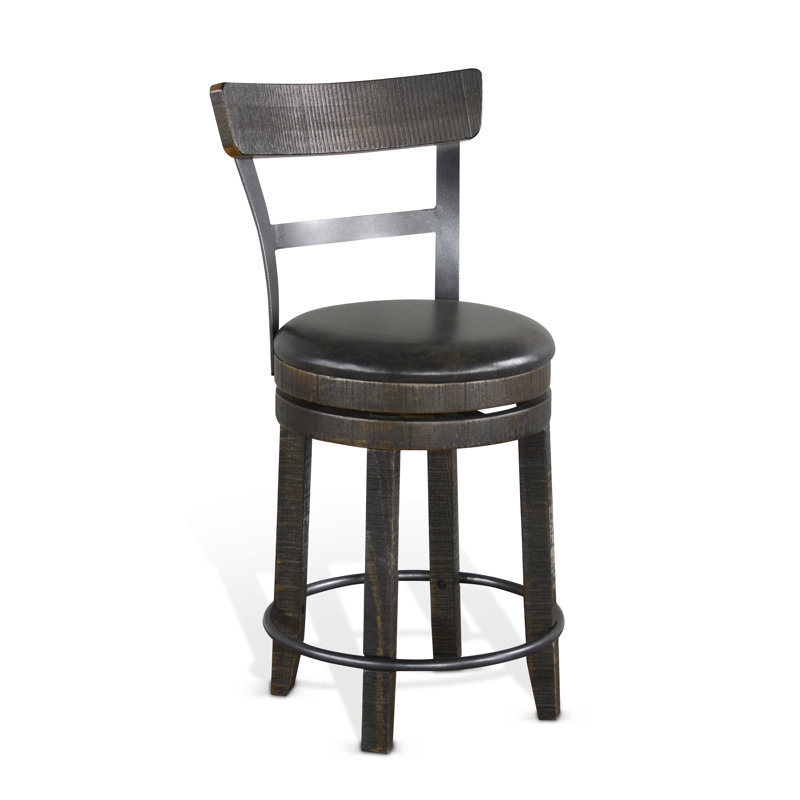 Meilani Swivel Upholstered Counter Stool, Counter Stool (24" Seat Height), Dark Brown