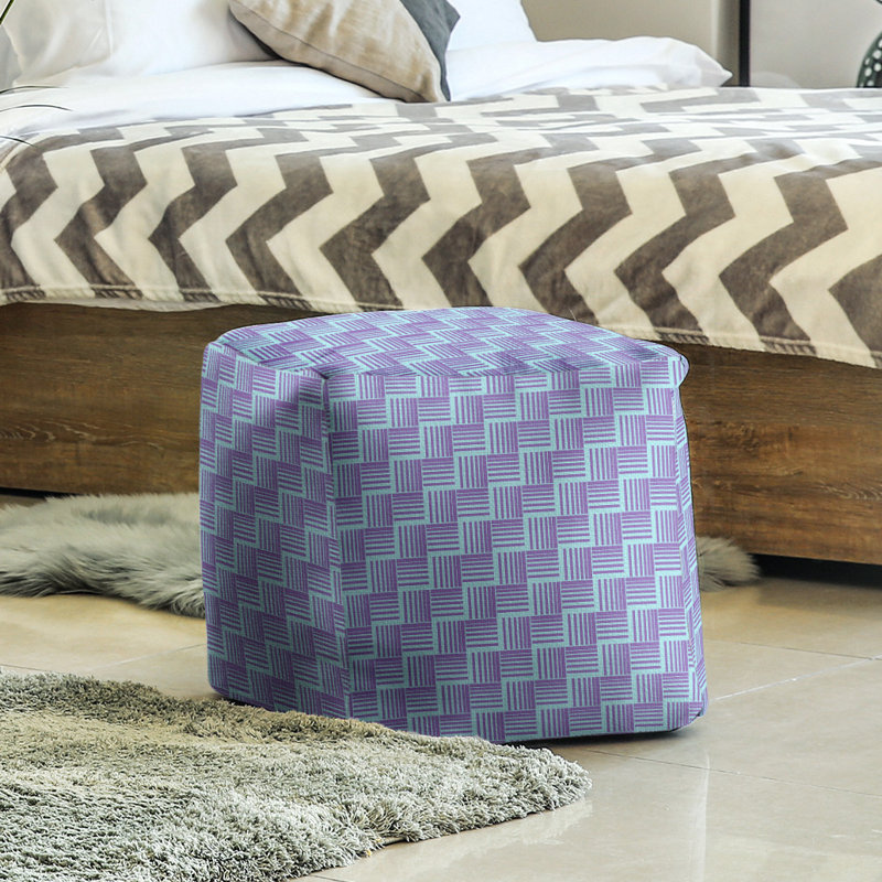 Repose-pieds cubique à rayures classic basketweave, Sarcelle / Mauve