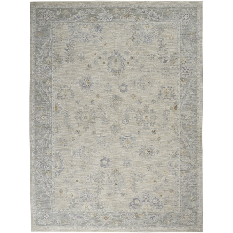 Tapis traditionnel gris Ryann, Rectangle 9 pi 3 po x 12 pi 7 po