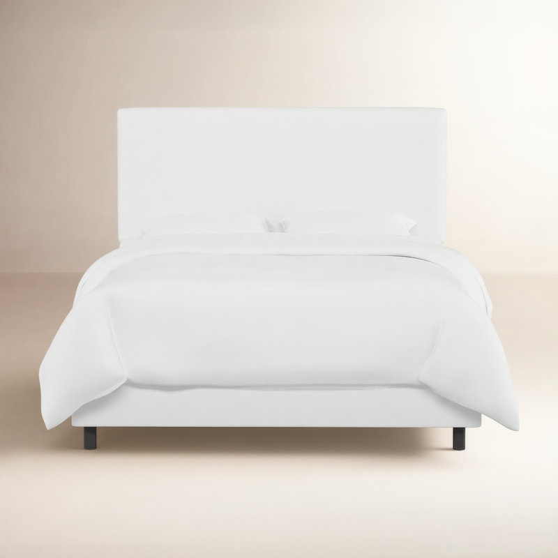 Eisley Upholstered Standard Bed, Twin, White Performance Twill