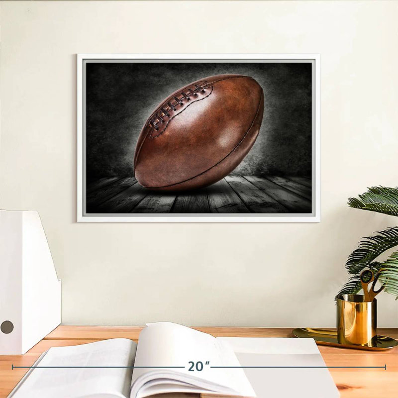 Football rétro grunge, Cadre flottant blanc, 13 po x 9 po