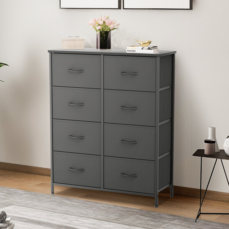 Commode double à 8 tiroirs l 31,5 po Abida, Noir