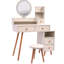 Meuble-lavabo élégant avec miroir et tabouret à DEL