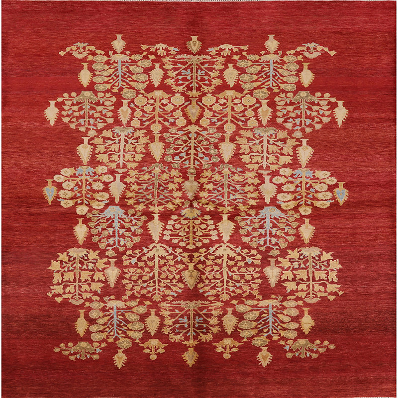 Tapis rouge à motif floral Winslet, Carré 3 pi