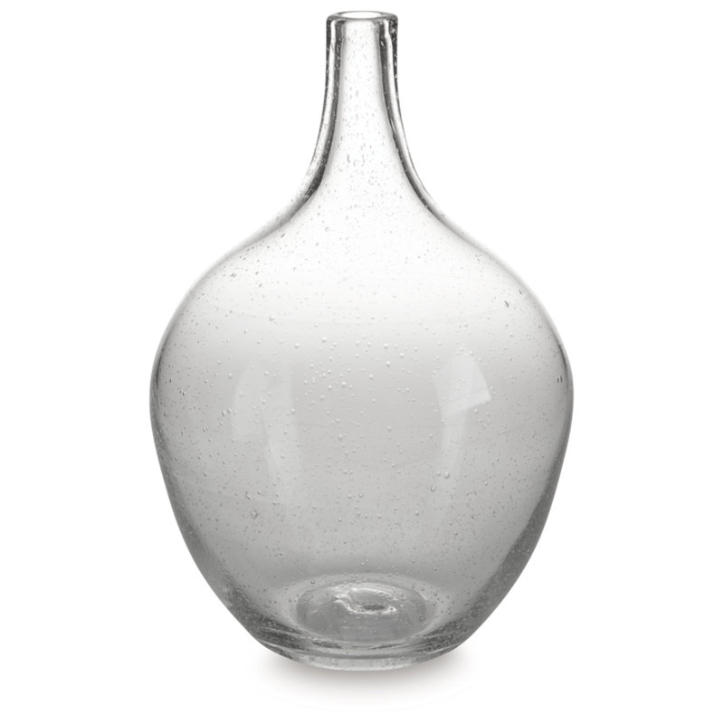 Clear Seeded Glass Decorative Table Vase