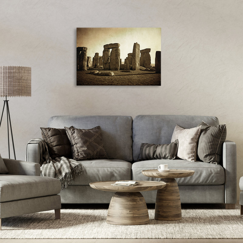  Distant Stonehenge sépia, art mural sur toile par Graffi *ee Studios, H 20 po x l 30 po