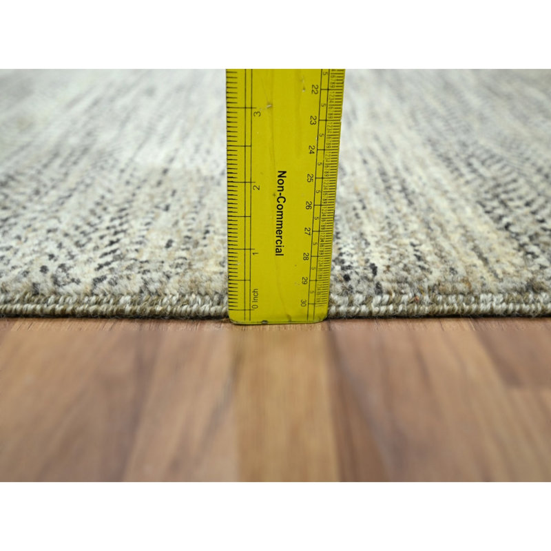 Tapis oriental beige, 2 pi x 3 pi, laine naturelle non teinte, motif d'herbe moderne, ton sur ton, noué à la main, tapis, échantillon