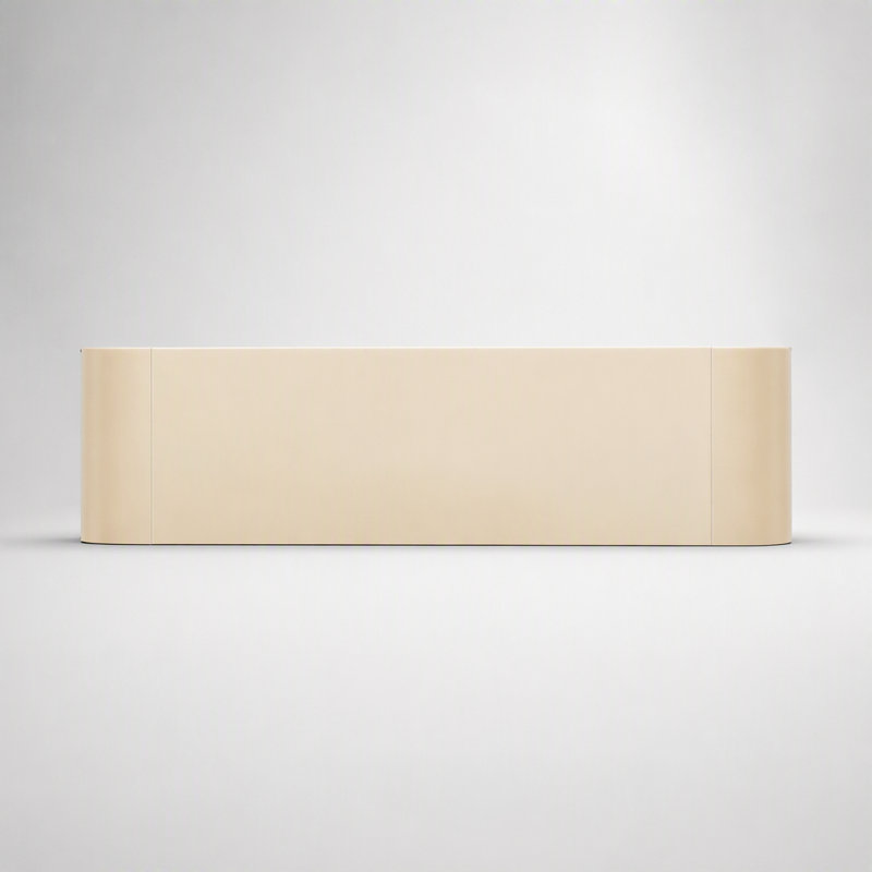 Console moderne avec 2 tiroirs de rangement, table d'entrée cannelée à silhouette arrondie pour le couloir et le salon (crème abricot)
