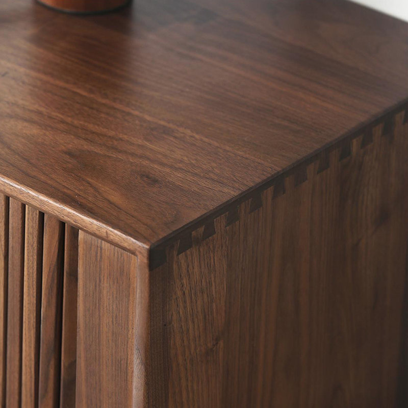 Meuble télé moderne en bois massif noyer, 94.48"