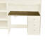 Lit mezzanine en bois beige avec bureau, garde-robe et rangement