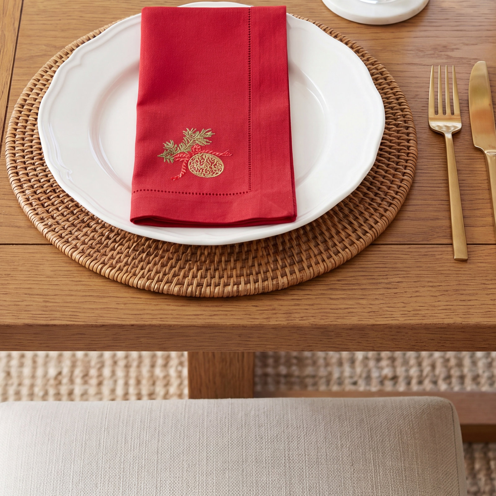Ornament Hemstitch Cotton Napkin