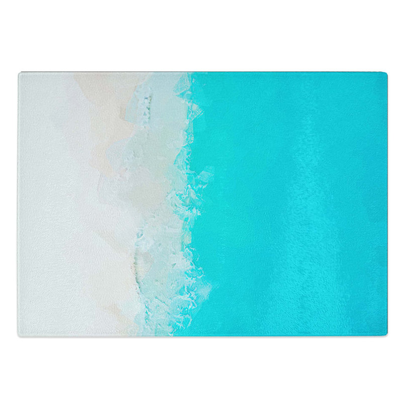 Glass Maldives Beach Abstract Art Chopping Board, 28.5 cm W x 20 cm L