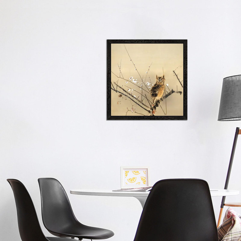Early Plum Blossoms 1 Piece Floater Frame Painting on Canvas, 66.04 cm H x 66.04 cm W, Black