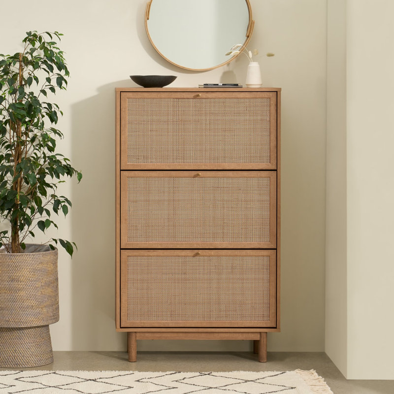 18 Pair Flip Down Shoe Storage, Oak