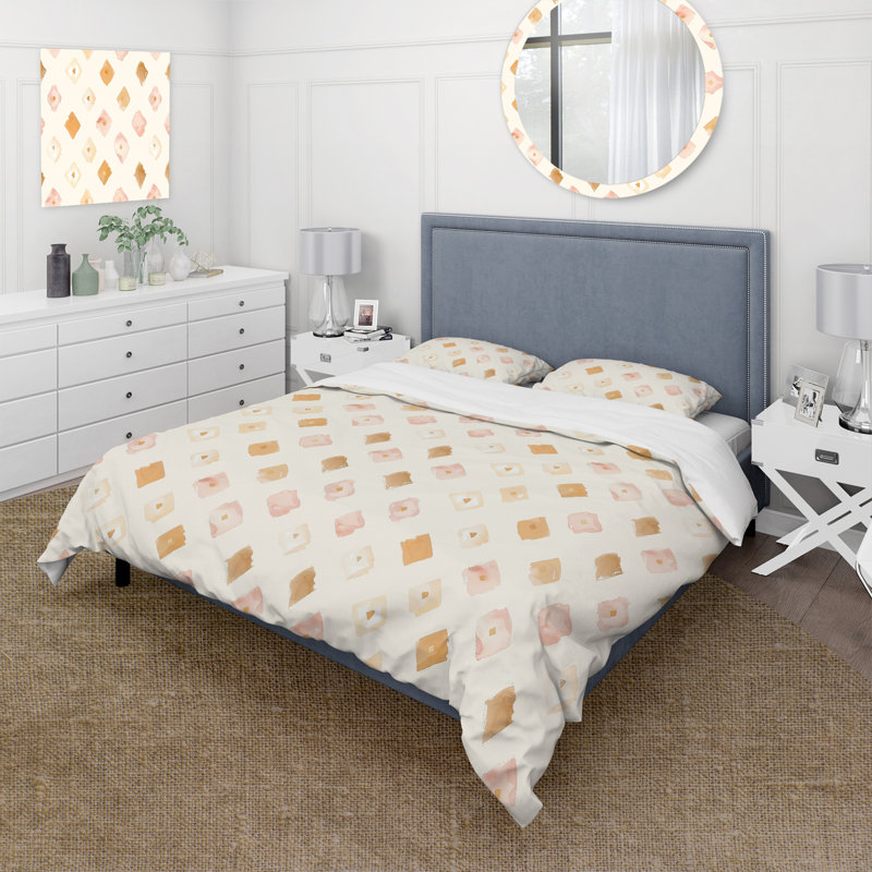 Ensemble de housse de couette Peach - Boho, Housse de couette simple + 2 taies décoratives st