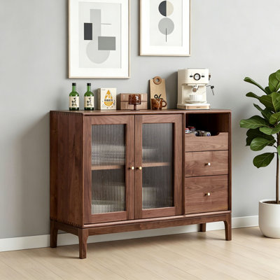 Buffet en noyer noir moderne et minimaliste