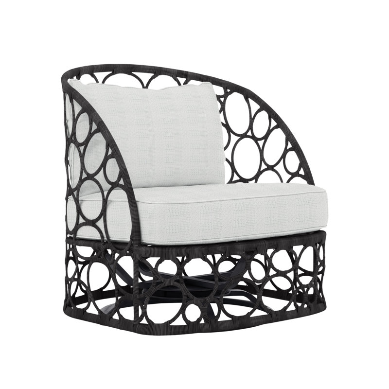 Bali Swivel Patio Chair with Cushions, Cream Outdoor Poly 6070-002, Lava