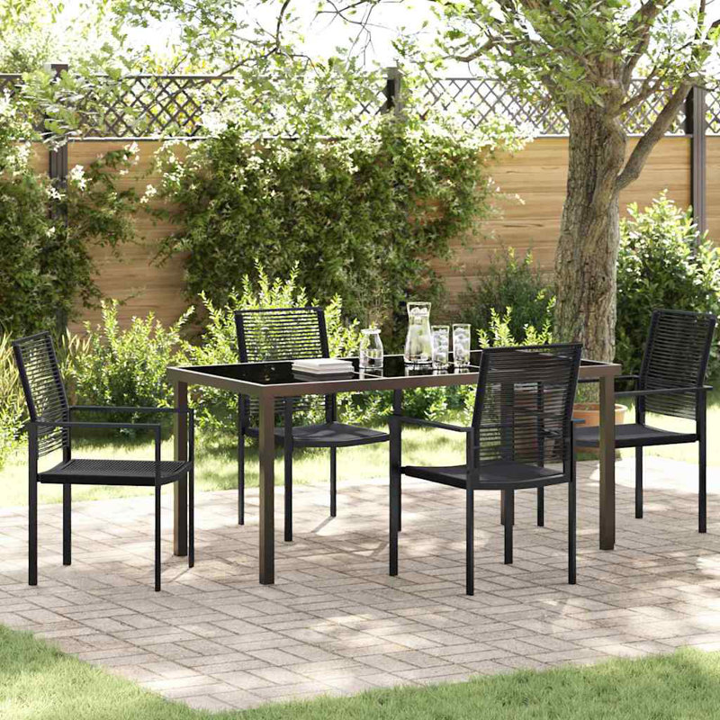 5 Piece Garden Dining Set Black PVC