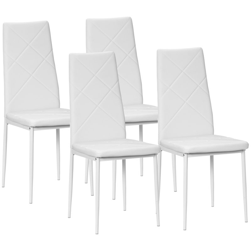 47cm H Tufted Upholstered Upholstered Back Side Chair, 4, White