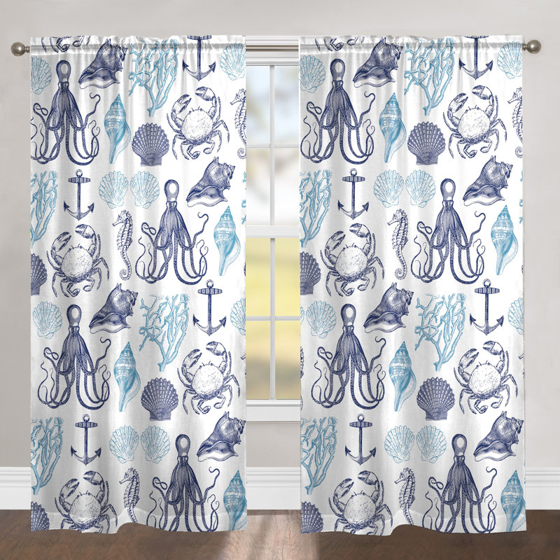 Navy Coastal Sheer Curtain Single Panel