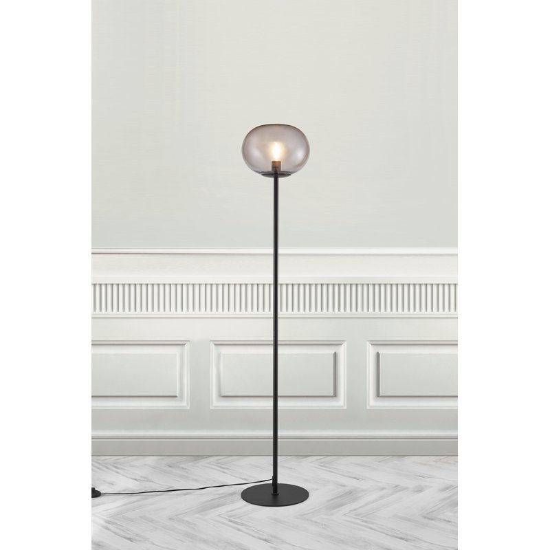 150cm Traditional Floor Lamp, Black, Smoked