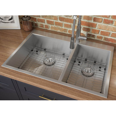 Évier de cuisine encastré à double cuve en acier inoxydable 33 x 22 po Ruvati
