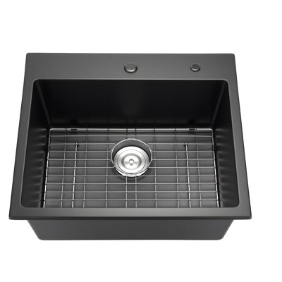 25 Inch Granite Kitchen Sink Top Mount Single Bowl Drop-In Basin For RV Bar