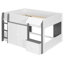Lit mezzanine double avec maisonnette et rangement-1398486772