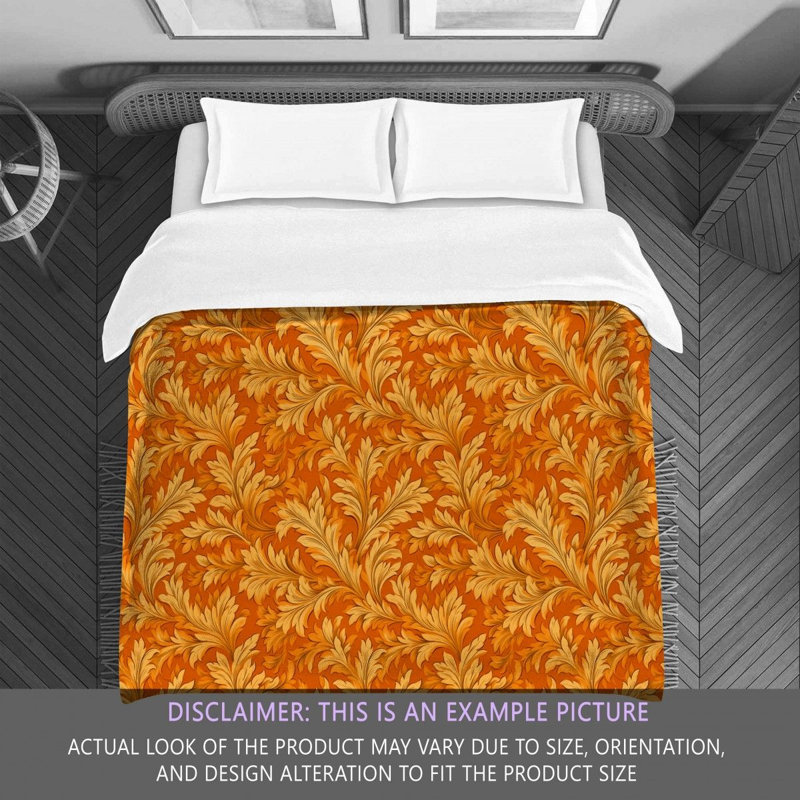 Polyester Comforter, Twin Comforter, Gold/Orange Floral