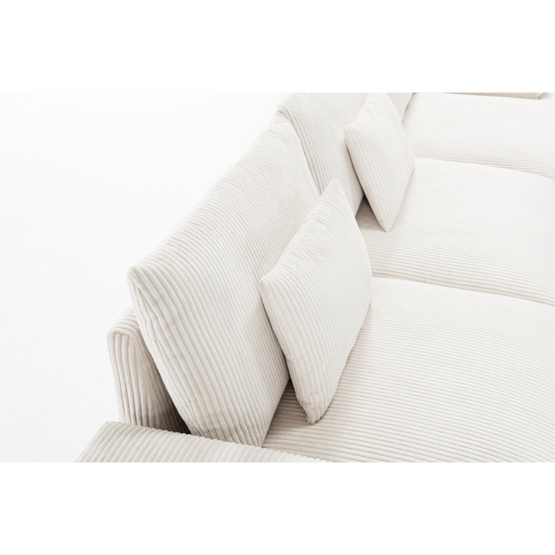 Tissu de flanelle en forme de L à 3 sièges de style nordique avec structure en bois, mousse à haute résilience, sans dossier et sans accoudoirs, assemblage simple et luxueux, assise moelleuse, design, atmosphère de conversation harmonieuse