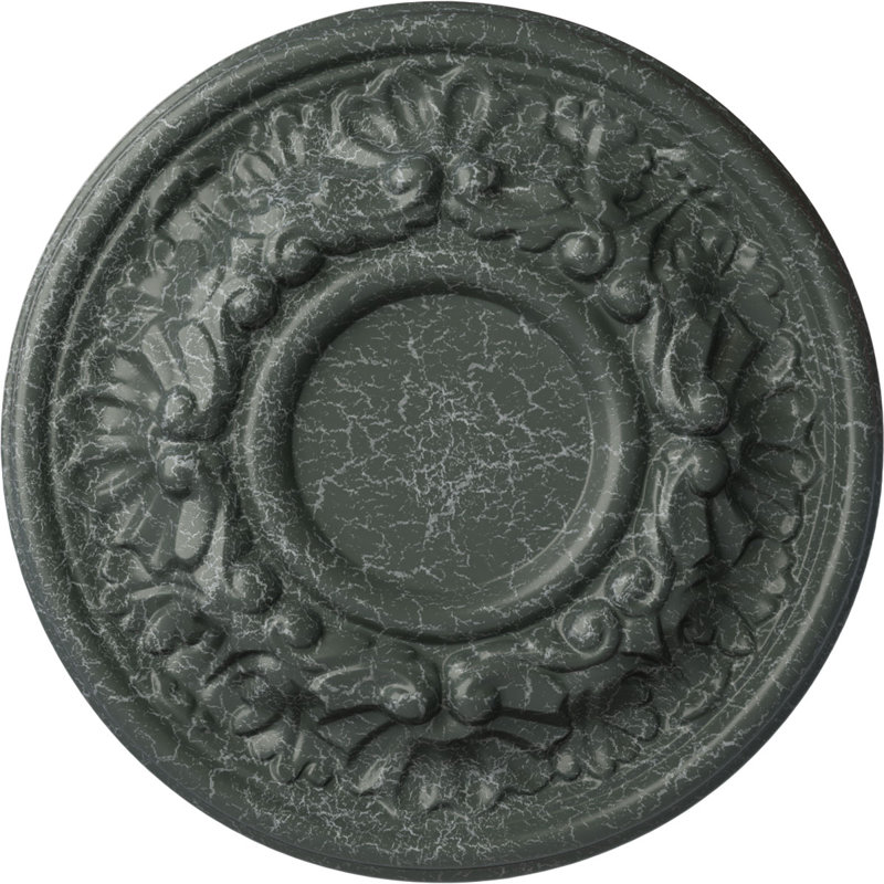 Endurathane Odessa Ceiling Medallion, 7 1/2"OD x 1 1/8"P (Fits Canopies up to 2 1/2"), Hand-Painted Athenian Green Crackle Finish